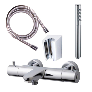 Wiesbaden caral mélangeur bain/douche thermostatique avec douchette à main avec support et flexible chromé