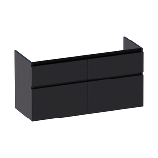 Saniclass Advance Meuble sous-lavabo 119x60x45.5cm sans poignées 4 tiroirs 2 espaces siphon MDF Black Wood