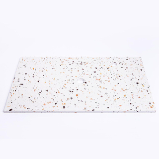 Saniclass Tops Plan de toilette - 80x1.8x46cm - 1 évacuation - 1 trou de robinet - Terrazzo crème