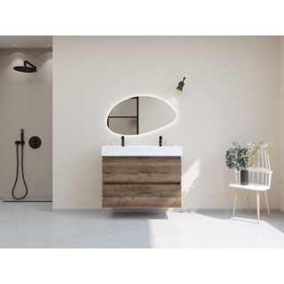 HR Infinity XXL ensemble de meubles de salle de bain 3d 100 cm 1 lavabo en céramique kube blanc 2 trous de robinet 2 tiroirs charleston
