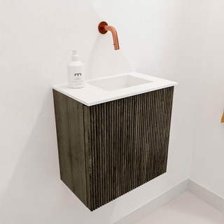 Mondiaz JOYA 40cm meuble de salle de bains WC - couleur Shadow - Vasque FAYE position Droite Sans trou de robinet couleur Talc.