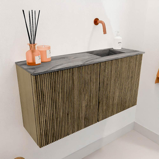 Mondiaz JOYA-DLUX 80cm toiletmeubel - kleur Dusk - Wastafel FAYE positie Rechts Zonder kraangat kleur Sombra.