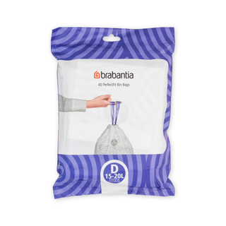 Brabantia PerfectFit Sacs poubelle - fermeture à cordon - code D - 15-20L - 40 pièces/rouleau