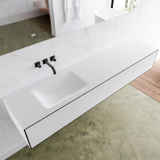 Mondiaz Lagom Meuble avec 2 tiroirs 190x30x45cm vasque Cloud gauche sans trous de robinet Solid Surface Urban