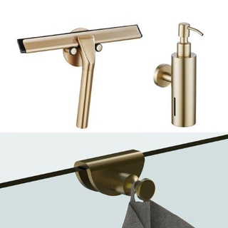 FugaFlow Eccelente Acces ensemble d'accessoires - raclette à vitre - distributeur de savon - crochet porte-serviette - laiton brossé