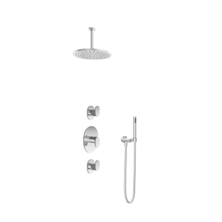 Hotbath Get Together douche thermostatique set encastrable Friendo 2 rboinets d'arret chrome modèle stick barre pour plafond 15cm 30cm