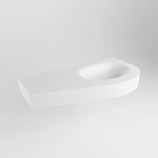 Mondiaz DULCET vrijhangende wastafel - 100x50x12cm - Organisch - zonder kraangat - wasbak rechts - solid surface Talc