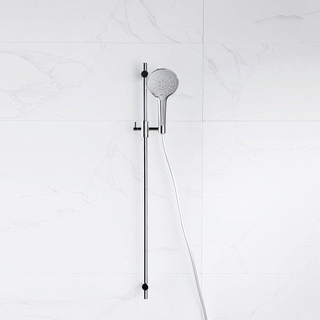 FortiFura Calvi Ensemble de douche avec barre curseur - douchette ronde - flexible lisse - Chrome