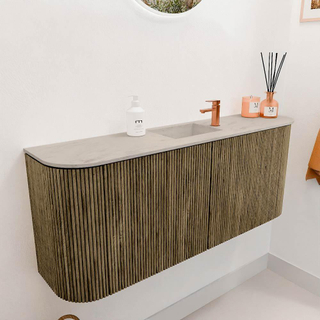 Mondiaz JOYA-DLUX 103.2cm toiletmeubel - ronding links en rechts kleur Dusk - Wastafel FAYE positie Midden 1 kraangat kleur Opalo.