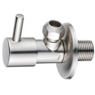 Fortifura calvi stopkraan - haaks - 1/2" wandaansluiting - 3/8" / 10mm knel aansluiting slang - Geborsteld RVS PVD (RVS)