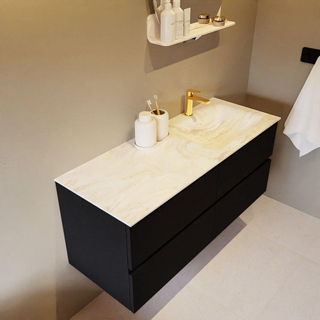 Mondiaz VICA-DLUX ensemble de meuble de salle de bain - 120cm - meuble sous-vasque urbain - 4 tiroirs - lavabo encastré nuage droite - 1 trou de robinet - version haute de 60cm - ostra