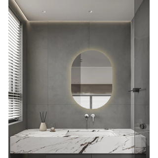 Adema Shine Badkamerspiegel - 70x100cm - Ovaal - horizontale / verticale plaatsing - indirecte LED verlichting - Spiegelverwarming - Infrarood