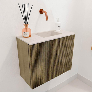 Mondiaz JOYA-DLUX 50cm toiletmeubel - kleur Dusk - Wastafel FAYE positie Rechts Zonder kraangat kleur Meli.