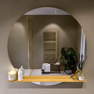 Mondiaz SPOT Miroir de salle de bain - rond 110cm - plan de miroir - couleur Ocre