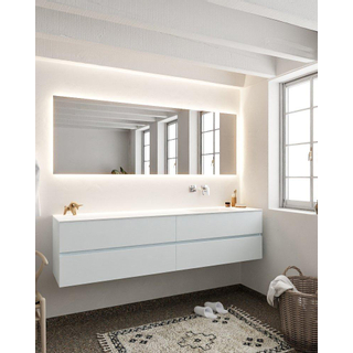 Mondiaz VICA ensemble de meuble de salle de bain - 200cm - meuble sous-vasque argile - 4 tiroirs - lavabo nuage droite - sans trou de robinet version XL 60cm de haut