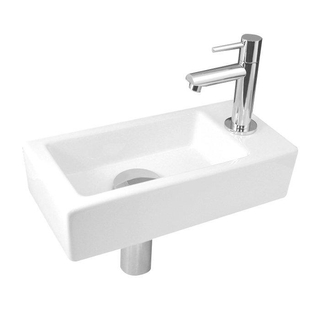 Best Design One Set lave mains 36x18cm robinet droite Blanc