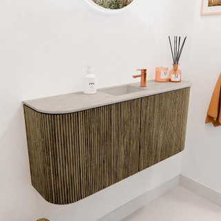 Mondiaz JOYA-DLUX 93.2cm toiletmeubel - ronding links en rechts kleur Dusk - Wastafel FAYE positie Midden 1 kraangat kleur Opalo.