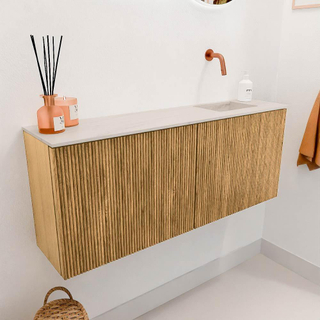 Mondiaz JOYA-DLUX 100cm meuble de salle de bains - couleur Oak - Vasque FAYE position Droite Sans trou de robinet couleur Meli.