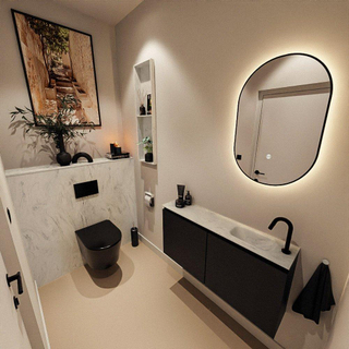 MONDIAZ TURE-DLUX Meuble toilette - 100cm - Urban - EDEN - vasque Opalo - position droite - 1 trou de robinet