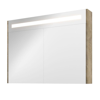 Proline Spiegelkast Premium met geintegreerde LED verlichting, 2 deuren 100x14x74cm Raw oak