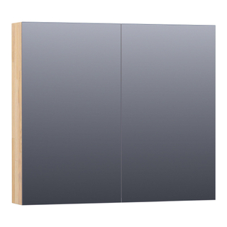 BRAUER Plain Spiegelkast - 80x70x15cm - 2 links/rechtsdraaiende spiegeldeuren - hout - grey oak