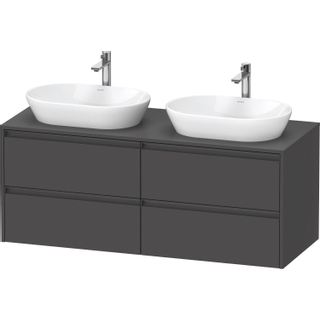 Duravit ketho meuble sous 2 lavabos avec plaque console et 4 tiroirs pour double lavabo 140x55x56.8cm avec poignées anthracite graphite mat