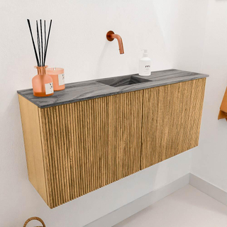 Mondiaz JOYA-DLUX Meuble de salle de bains 90cm - couleur Oak - Vasque FAYE position Milieu Sans trou de robinet couleur Sombra