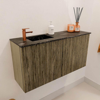 Mondiaz JOYA-DLUX 80cm toiletmeubel - kleur Dusk - Wastafel FAYE positie Links 1 kraangat kleur Lava.