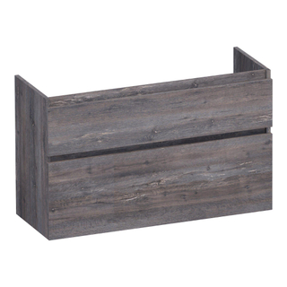 BRAUER Delight wastafelonderkast ondiep - 100x39x60cm - 2 softclose lades - greeploos - 1 sifon uitsparing - Driftwood