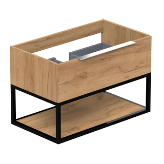 Thebalux onderkast type2 80cm 1x lade opbouwgreep Noëlla met frame mat zwart en 1x inleg  1x uitsparing incl witte sifonset