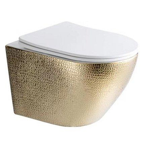 Best Design Royal Gold WC sans bride avec abattant softclose Doré-Blanc