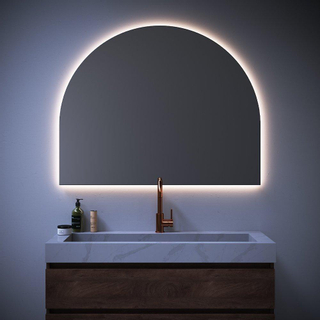 Saniclass arch miroir 120x95x3.5cm avec éclairage aluminium brossé