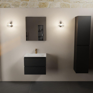 Mondiaz AIVY Ensemble de meuble - 60x45x50cm - 1 trou de robinet - 1 vasque talc Solid surface - Centre - 2 tiroirs - avec miroir - MDF Urban