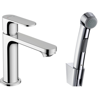 Hansgrohe Rebris S ensemble bidet avec mitigeur lavabo 1 trou 110 sans bonde avec douchette et flexible de douche 160cm chrome