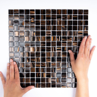 The Mosaic Factory Amsterdam carrelage mosaïque 32.2x32.2cm pour mur et sol intérieur et extérieur carré verre marron gris