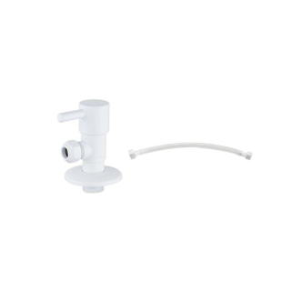 FugaFlow Eccelente Robinet d'arrêt d'angle avec tuyau flexible - tuyau de 30 cm - 1/2""x3/8"" - blanc mat