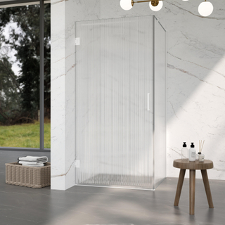 FugaFlow Eccelente Vetro Douchecabine - 80x80x200cm - scharnieren - deurgreep - stabilisatiestang - helder geribbeld - veiligheidsglas - Mat wit