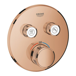 GROHE Grohtherm Smartcontrol Partie de finition robinet thermostatique avec inverseur 2 voies rond Warm sunset brillant (cuivre)