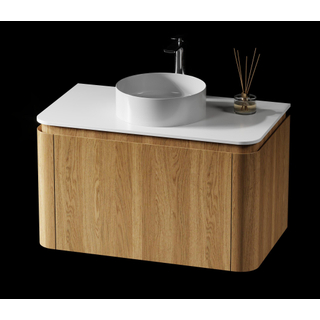 Saniclass Terra Wastafelonderkast - 80cm - 2 lades - afgeronde hoeken - sandwood