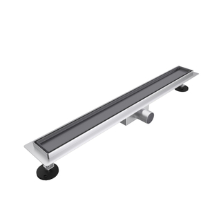 FugaFlow Eccelente Anta caniveau de douche - 180cm - grille à carreaux - bride de sol - Gunmetal PVD brossé