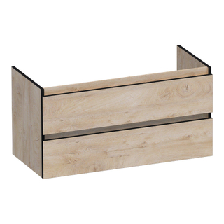 BRAUER Joy Edge wastafelonderkast 100 2 softclose lades - greeploos - 1 sifon uitsparing - Forest Wheat