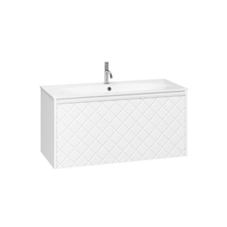 Crosswater Vergo ensemble de meubles de salle de bain - 99.8x47.6x45.5cm - 1 vasque en marbre minéral blanc - 1 trou de robinetterie - 1 tiroir - blanc mat