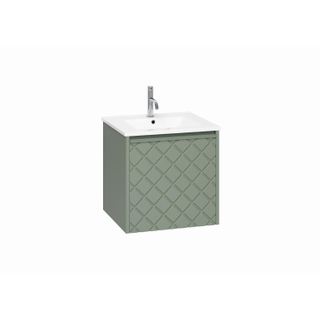 Crosswater Vergo ensemble de meubles de salle de bain - 49.8x47.6x45.5cm - 1 lavabo en céramique - 1 trou pour le robinet - 1 tiroir - vert sauge