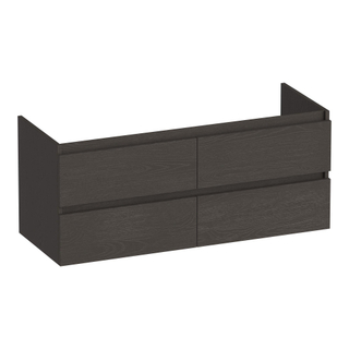 BRAUER Joy Badkamermeubelset - 121x46x62cm - 4 lades - greeploos - softclose - keramieke wastafel - 2 wasbakken - 2 kraangaten - wit - timber anthracite