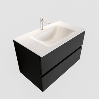 MONDIAZ VICA Ensemble de meuble salle de bain - 80cm - 2 tiroirs - lavabo Cloud central - 1 trou de robinet - solid surface urban