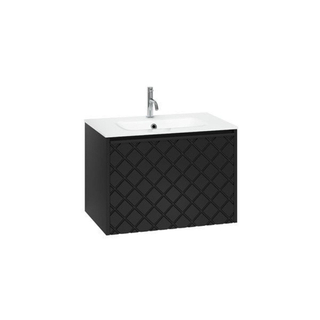 Crosswater Vergo ensemble de meubles de salle de bain - 69.8x47.6x45.5cm - 1 lavabo verre - blanc 1 tiroir - noir mat