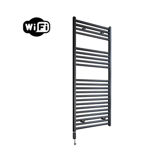 Sanicare HVW Radiateur électrique - 111,8x60cm - 730W - wifi - thermostat - noir - bas gauche - noir mat