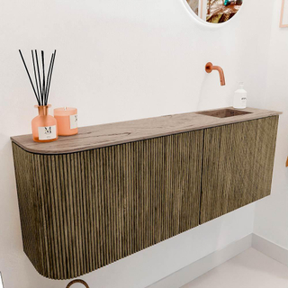 Mondiaz JOYA-DLUX 111.6cm toiletmeubel - ronding links kleur Dusk - Wastafel FAYE positie Rechts Zonder kraangat kleur Arena.