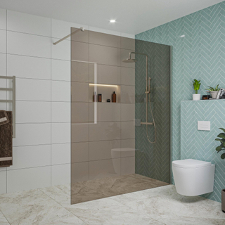 FugaFlow Eccelente Vetro inloopdouche badkamer - 160x200cm - rookglas - wandarm - geborsteld RVS