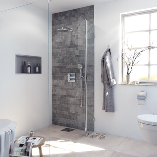 FugaFlow Efficiente Vetro douche à l'italienne salle de bain - partie pivotante - 30x200cm - verre de sécurité 8mm - anti-calcaire - chrome